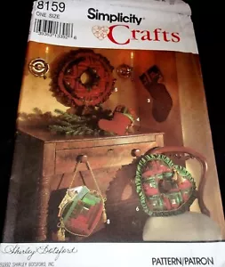 Simplicity Pattern 8159 Log Cabin Christmas Ornaments Gift Stocking Wreath Uncut - Picture 1 of 6