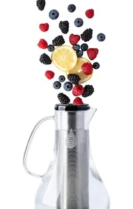 Invigorated Water Glass Pitcher Built In Infuser Lid Spout Stainless Filter - Picture 1 of 6