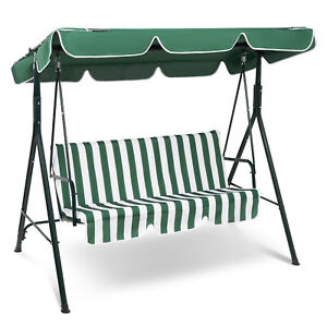 3 Seater Garden Swing Chair Outdoor Hammock Bench Lounger Patio Canopy HeavyDuty