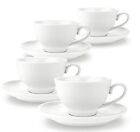 T4u 150Ml Magnolia Coffee Cups And Saucers With Handle Porcelain White Set Of 4