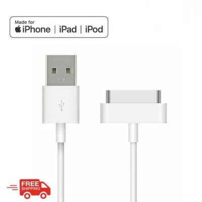 2x 30-Pin to USB Data Sync Charger Cable for iPhone 4S iPad iPod Classic Video - Image 1 of 4