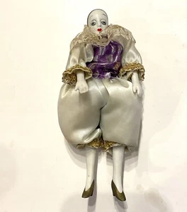 Vintage Deko Regal Sitter Harlekin Puppe Hofnarr Karneval - Bild 1 von 4