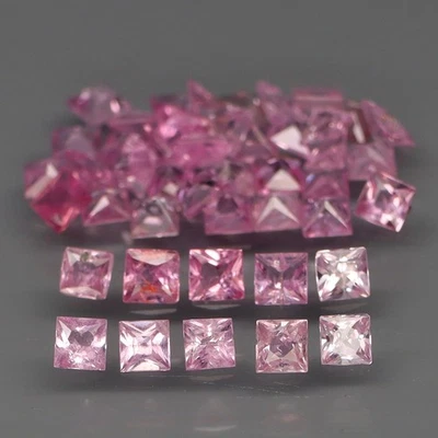 Princess Cut 2 至 2.3 毫米。仅加热! 粉色蓝宝石完美切割 45 件 / 3.10 克拉 — 第 1/4 张图片