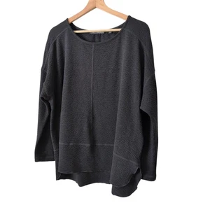 SnoSkins Top Large Pullover Oversized Boxy Black Textured Made in USA Lagenlook - Picture 1 of 8