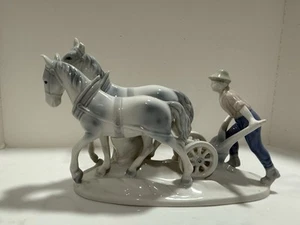VTG Gerold Porzellan Bavaria Western Germany Porcelain Farmer & Horses Plowing - Picture 1 of 19