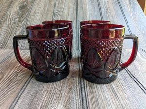 Set 4 VTG MCM Cristal D'Arques Durand Royal Ruby Red Coffee Cups Mugs France - Picture 1 of 9