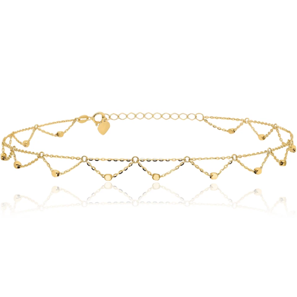 Pulsera tobillera de oro amarillo macizo de 14K Foto 1 de 4