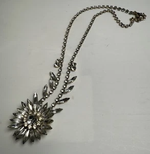 Collar Flor Estrás 23" Tono Dorado Loto Girasol Formal Declaración Joyería - Imagen 1 de 6