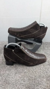 Rieker Brown Ankle Boots Sid Zip Suede & Printed UK 4 European 37 Winter Boots  - Picture 1 of 18