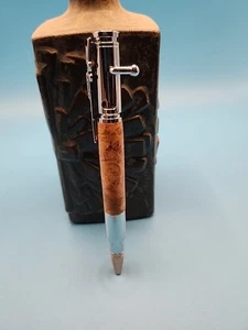 Gewehr Kugelschreiber in Chrom mit Bolt Action und Amboyna Holz - Bild 1 von 12