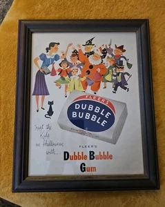 Pubblicità Halloween doppia gomma da masticare 1952 dolcetto Fleers incorniciato MCM - Foto 1 di 6