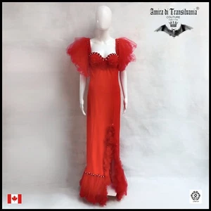 woman clothing summer long dress couture luxury brand red sexy embroidered party - Picture 1 of 12
