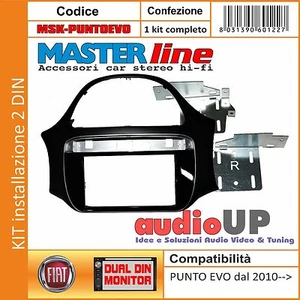 MASCHERINA AUTORADIO 2 DIN PER FIAT PUNTO EVO DAL 2010 IN POI. KIT CON STAFFE. - Foto 1 di 2