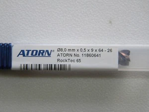 Fresa de toro VHM 8,0 x 64,0 x 9,0 mm de ATORN tipo Rock Tec 65,4 dientes, R=0,5 - Imagen 1 de 3