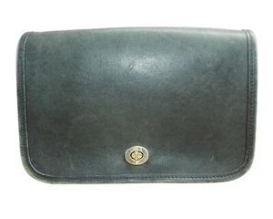 Vintage Hunt Club Women's Black Leather Flap over Purse Clutch Bag - Picture 1 of 9