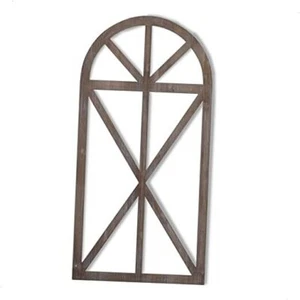 Rustic Wood Window Frame Wall Decor, Decorative Wooden Cathedral Arch, 1 Brown - Picture 1 of 8