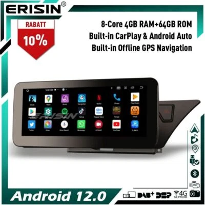10.25" Android 13 Car Stereo DAB+Sat Nav CarPlay Radio Wifi For Audi A4/A5/B8/S4 - Image 1 of 4