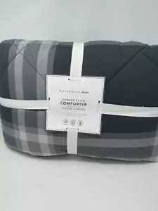 Pottery Barn Teen PB Dorm Xander Plaid Comforter Twin XL Charcoal Gray NWT - Picture 1 of 5