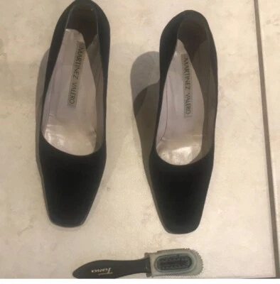 Vestido Martinez Valero Negro Gamuza Cuero Bomba Tacones Altos Mujer’s Talla 7.5US Foto 1 de 3