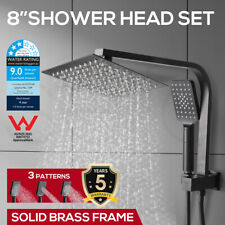 Rain Shower Head Set Black Square Brass Taps Mixer Handheld High Pressure Wels
