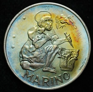 500 Livre Münze Silver " Stonecutter " Patina 1975 San Marino - Picture 1 of 2