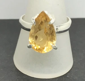 Citrine ring, pear, solid Sterling Silver, size R, 15 x 10mm. New. - Picture 1 of 13