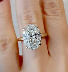 Oval Cut Hidden Halo Style Lab Grown Diamond Engagement Ring In 14K Yellow Gold - Picture 1 of 7