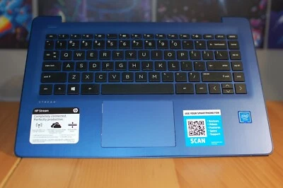 Reposamanos HP Stream Blue 14-cb161wm con teclado, panel táctil y funda inferior Foto 1 de 4