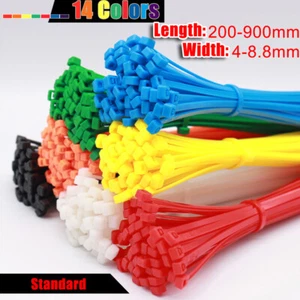 Colorful Cable Ties Zip Tie Wraps Nylon Plastic 4-8.8mm Width 200-900mm Large - Picture 1 of 82