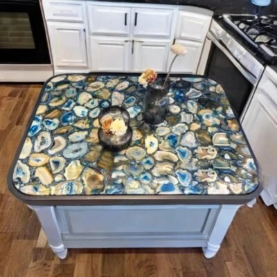 Handmade Blue Agate Table – Luxury Natural Stone & Epoxy Resin Table for home - Image 1 of 4