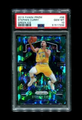 Stephen Curry Prizm #98 Green Ice Warriors 2019 PSA 10 Foto 1 de 2