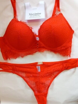 MAXIMISE 2 РАЗМЕРА БОЛЬШЕ BOOB РАБОТА SUPERBOOST БЮСТГАЛЬТЕР-БОМБА И СТРИНГИ КОМПЛЕКТ PRIMARK - Изображение 1 из 4