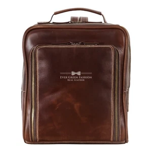 Handgefertigter Chestnut Crazy Horse Leder Rucksack Unisex iPad Reise College Tasche - Bild 1 von 9