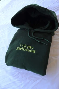 Embroidered 'I Love My Girlfriend or Boyfriend' Hoodie or Crew Neck, Long Sleeve - Picture 1 of 54
