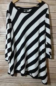 INC International Concepts Women's NEW Black Metallic Silver Stripe Sweater, 3X - Picture 1 of 4