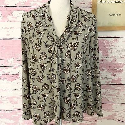 FENN WRIGHT MANSON Women’s Long Sleeve Floral Print Scarf Blouse Top Small - Image 1 of 4