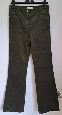 M&S Needlecord Flare Jeans Trousers UK 10 Khaki Green Worn Once - Image 1 of 4
