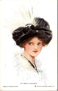 My Pretty Neighbor Harrison Fisher Postcard - Picture 1 of 2