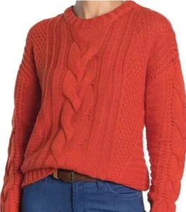 One A Nordstrom Neu mit Etikett Small Pullover Riot Orange Zopfmuster Rundhals Gr. S NEU Oversize - Bild 1 von 9