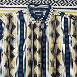 VTG Wrangler Western Shirt Mens Large Tribal Pearl Snap Navajo Southwest Long - Picture 1 of 10