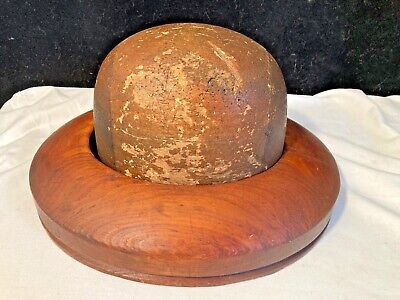 Vintage Wood Hat Mold Form With Brim • 109.42$