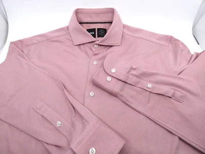 Boss P-Hank Red Slim Fit Shirt in Performance Structured Jersey Sz 15.5 / M - Image 1 of 4