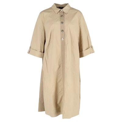 Escada Buttoned Midi Shirt Dress in Beige Cotton - Image 1 of 3
