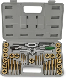 40-teiliges titanbeschichtetes Gewindebohrer- & Sechskant-Schneideisen-Set - metrisch - Bild 1 von 2