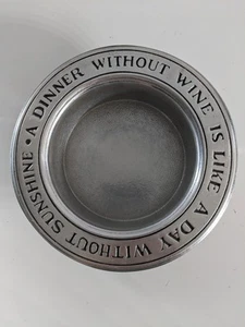 WILTON ARMETALE RWP PEWTER WINE BOTTLE COASTER “A Dinner Without Wine” - Picture 1 of 5