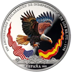 ESPAÑA 10 € EUROS 2025. 250 AÑOS INDEPENDENCIA USA. CARLOS III-GEORGE WASHINGTON - Picture 1 of 4