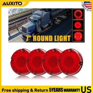 4x 7 inch Round Truck RV Trailer Tail Lights Led Stop Brake Turn Signal Light H - Picture 1 of 11