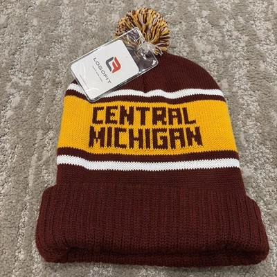 Центральный Мичиган Chippewas зимние лыж шляпа Pom Pom LOGOFIT новый с Ярлыками - Изображение 1 из 4