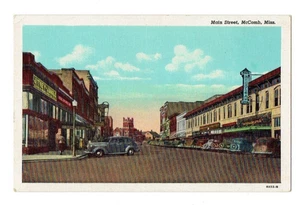 Main Street, McComb, Mississippi Vintage Postkarte 8A52-N - Bild 1 von 2