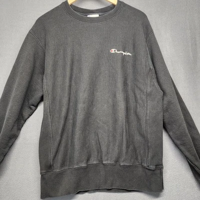 Sudadera Champion Para Hombre Mediana Negra Tejido Inverso Cuello Redondo Logo Bordado Foto 1 de 4